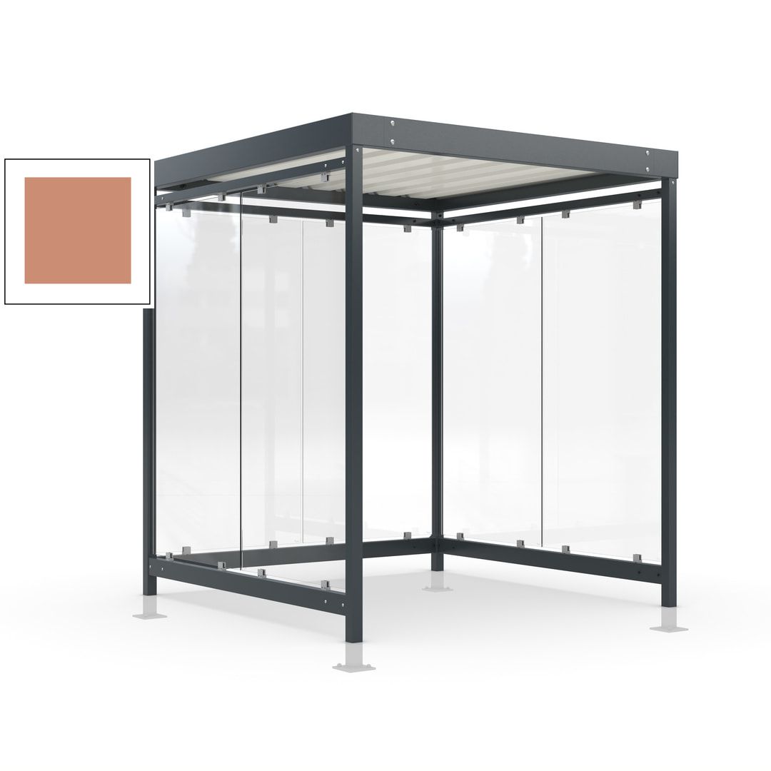 Raucherunterstand, Bushaltestelle, Bausatz, mit Überpflasterung, 6-7 Personen, 6 Wände, 2.440 x 2.165 x 2.165 mm (HxBxT), Achatgrau