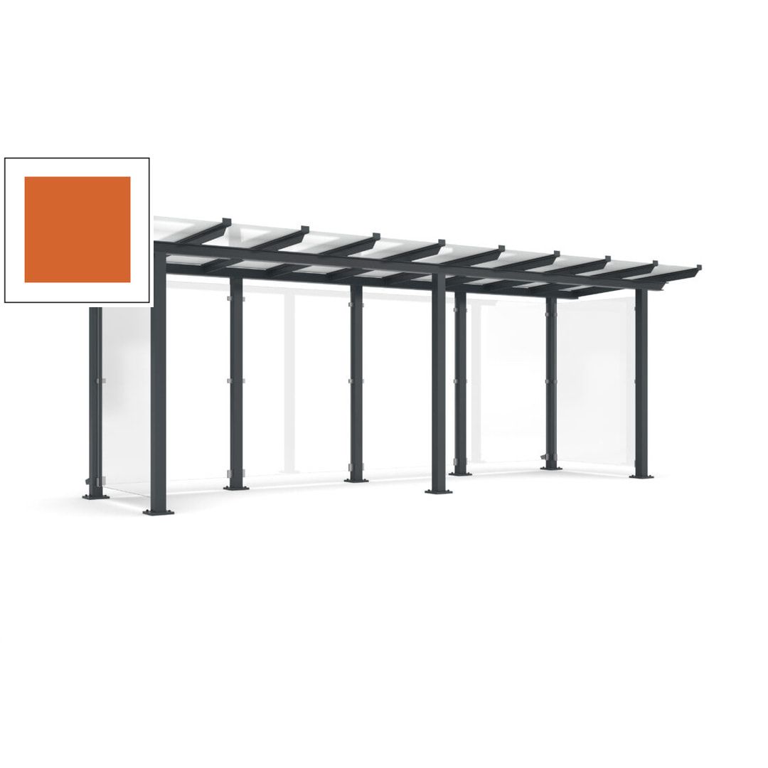 Unterstand mit Pultdach und Sicherheitsglas - feuerverzinkt und farbbeschichtet - 2.435 x 6.850 x 2.090 (HxBxT) - Farbe Achatgrau