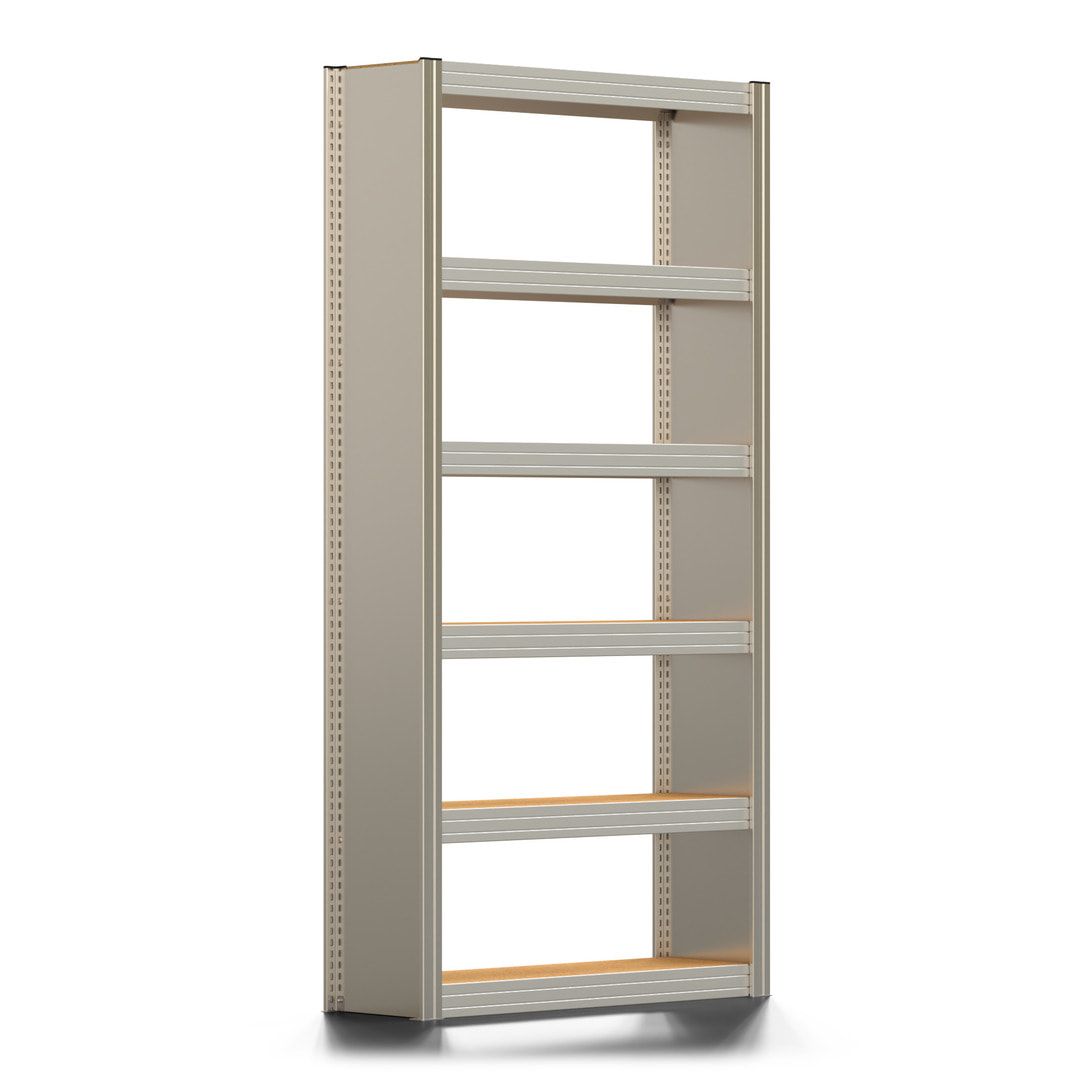 Archivregal mit Holzböden - Seitenwand - 6 Ebenen - 250 kg - 2.075 x 1.005 x 300 mm (HxBxT) - Anbauregal - verzinkt - Steckregal BERT