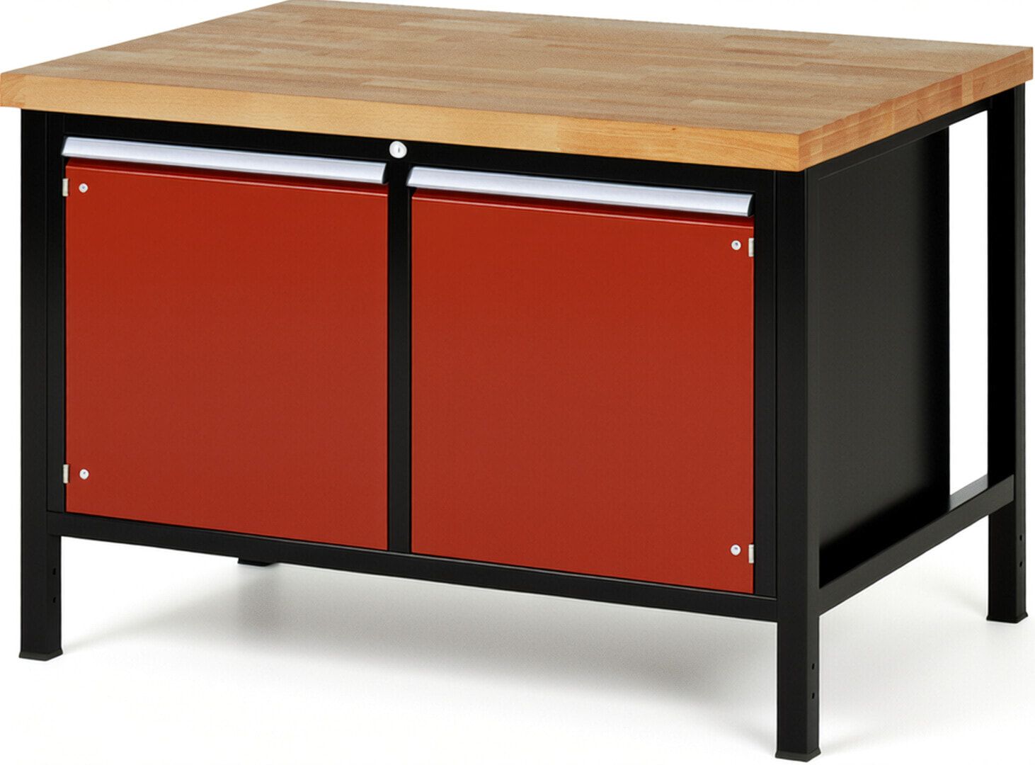 Werkbank mit 2 Schränken - höhenverstellbar 840-1.040 mm - 1.250 x 900 mm (BxT) - Traglast 1.250 kg - Buche - Anthrazitgrau