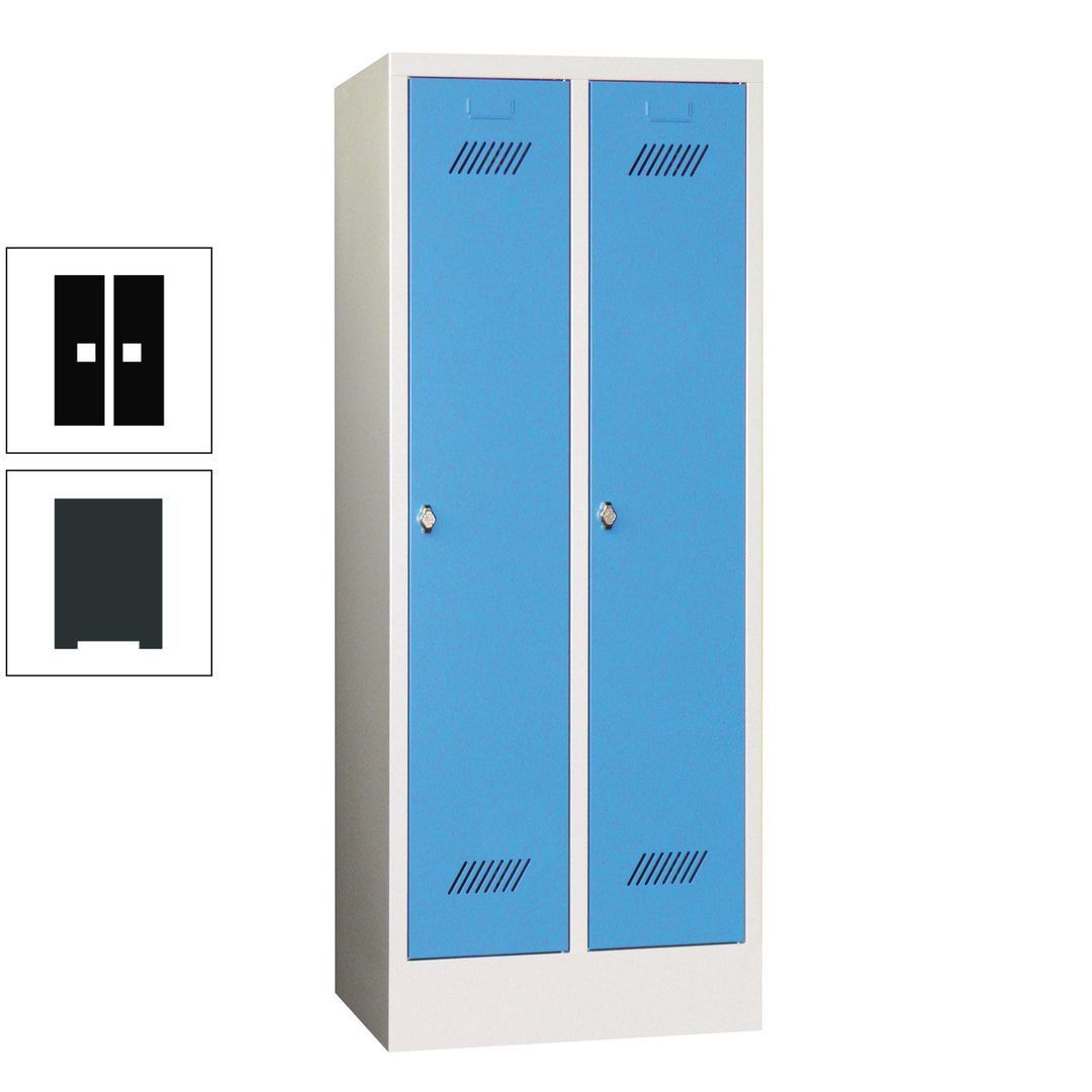 Spindschrank f. Schulen - mit Sockel - Höhe 1.600 mm - 2 Abteile a 300 mm - Drehriegel - anthrazitgrau