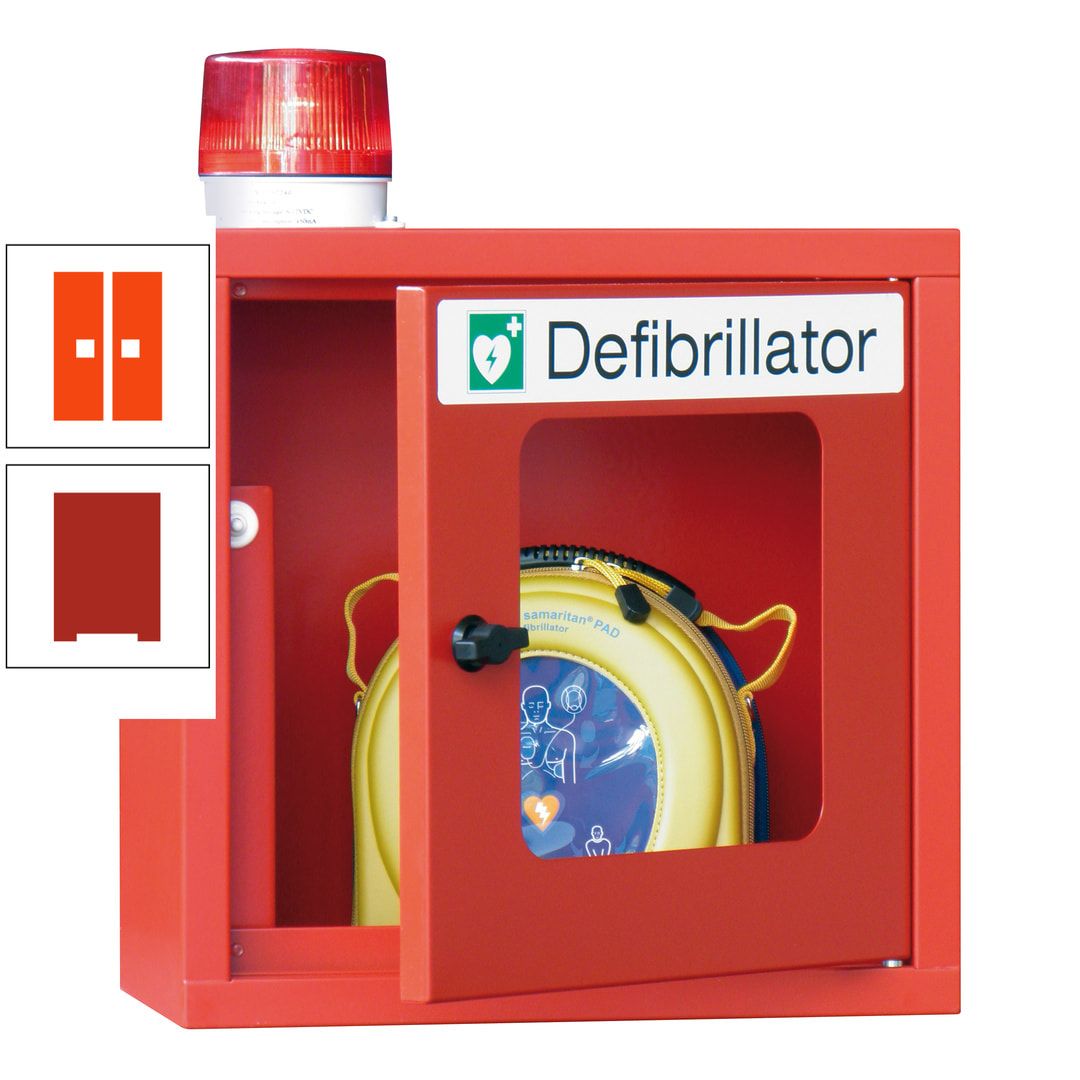 Defibrillatorenschrank mit akustischem und optischem Alarm - 490 x 400 x 200 mm (HxBxT) - Sichtfenster - anthrazitgrau
