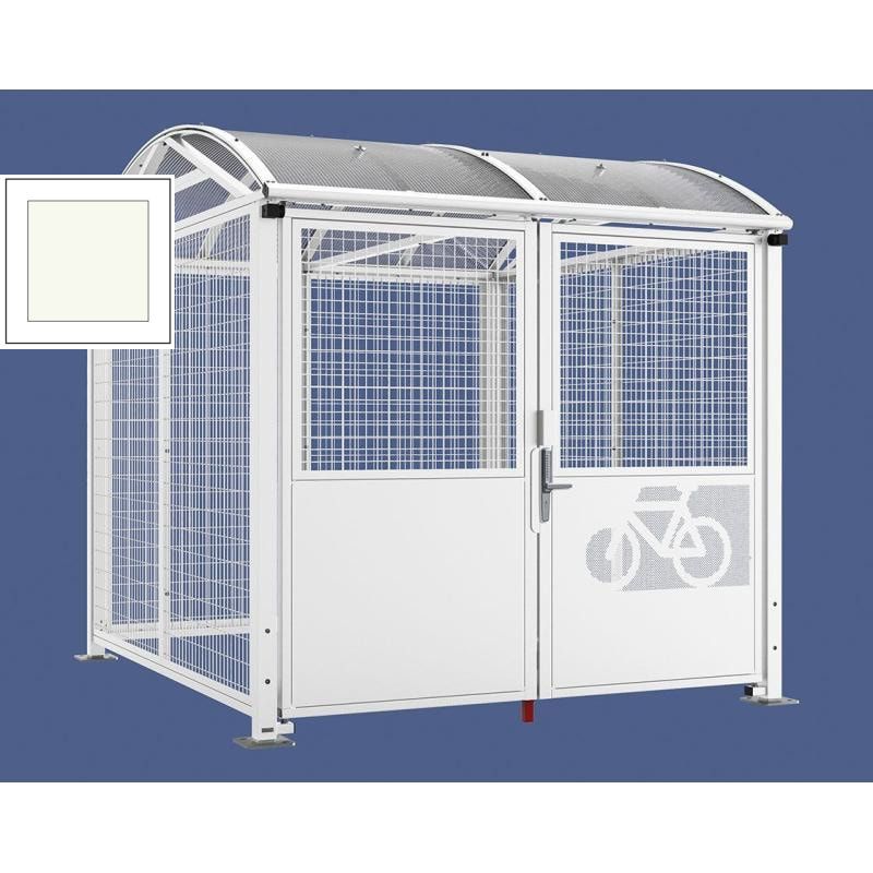 Fahrradüberdachung, Fahrradhaus, Unterstand, Zylinderschloss, Grundmodell, Stahlgitter, 2.640 x 2.520 x 2.830 mm (HxBxT), Farbe enzianblau