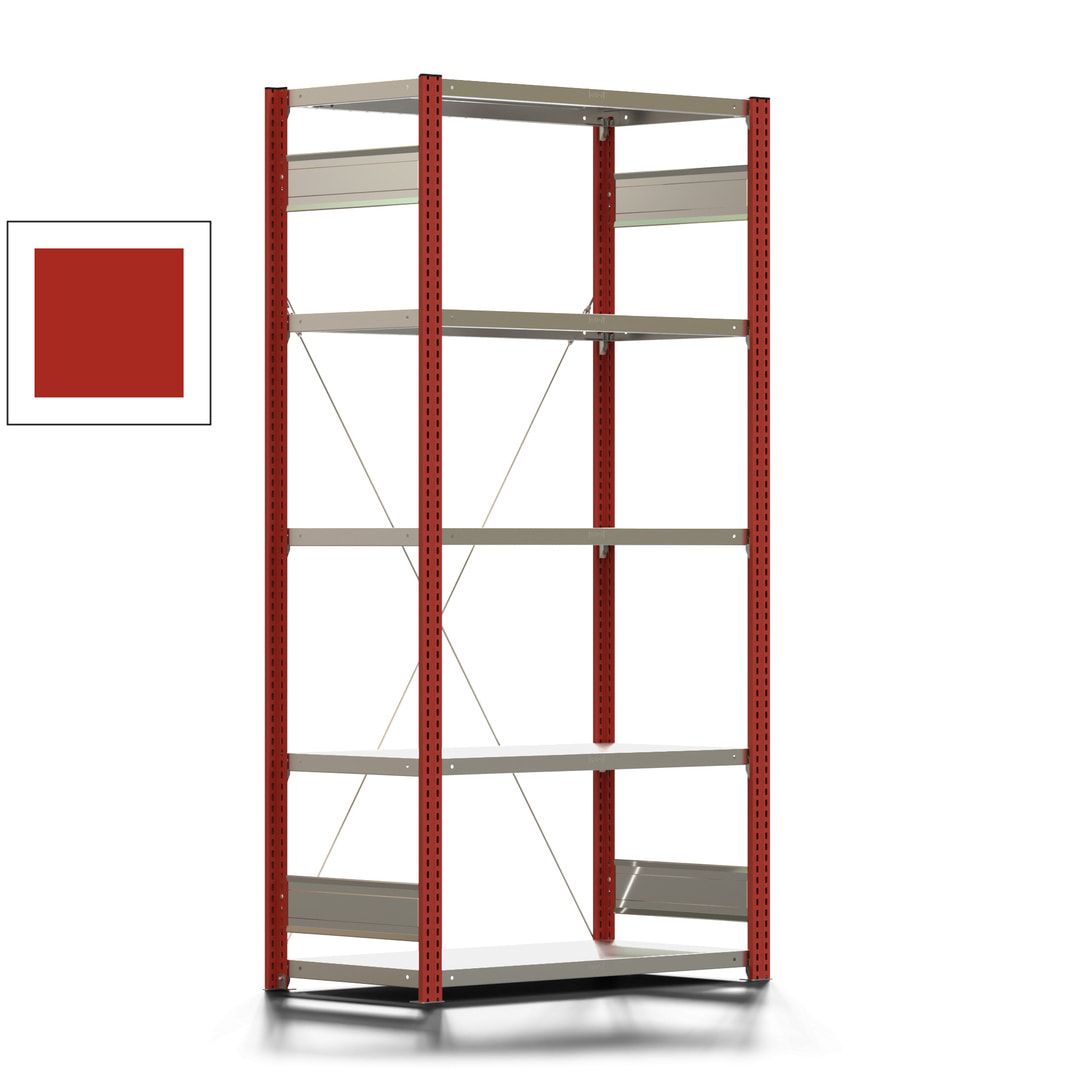Fachbodenregal mit Tiefenriegel - 250 kg - 2.000 x 1.005 x 500 mm (HxBxT) - Anbauregal - Rahmen enzianblau - Böden verzinkt - Steckregal