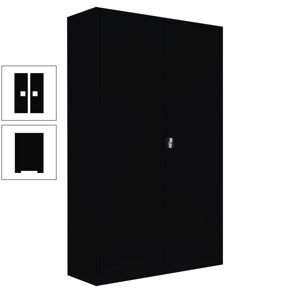 Aktenschrank, Büroschrank, abschließbar, Flügeltüren, 4 Fachböden, 1.950 x 1.200 x 422 mm (HxBxT), Stahl, Korpus und Türen in lichtgrau