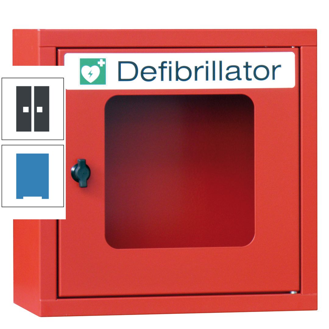 Defibrillatorenschrank - 400 x 400 x 200 mm (HxBxT) - Sichtfenster - anthrazitgrau