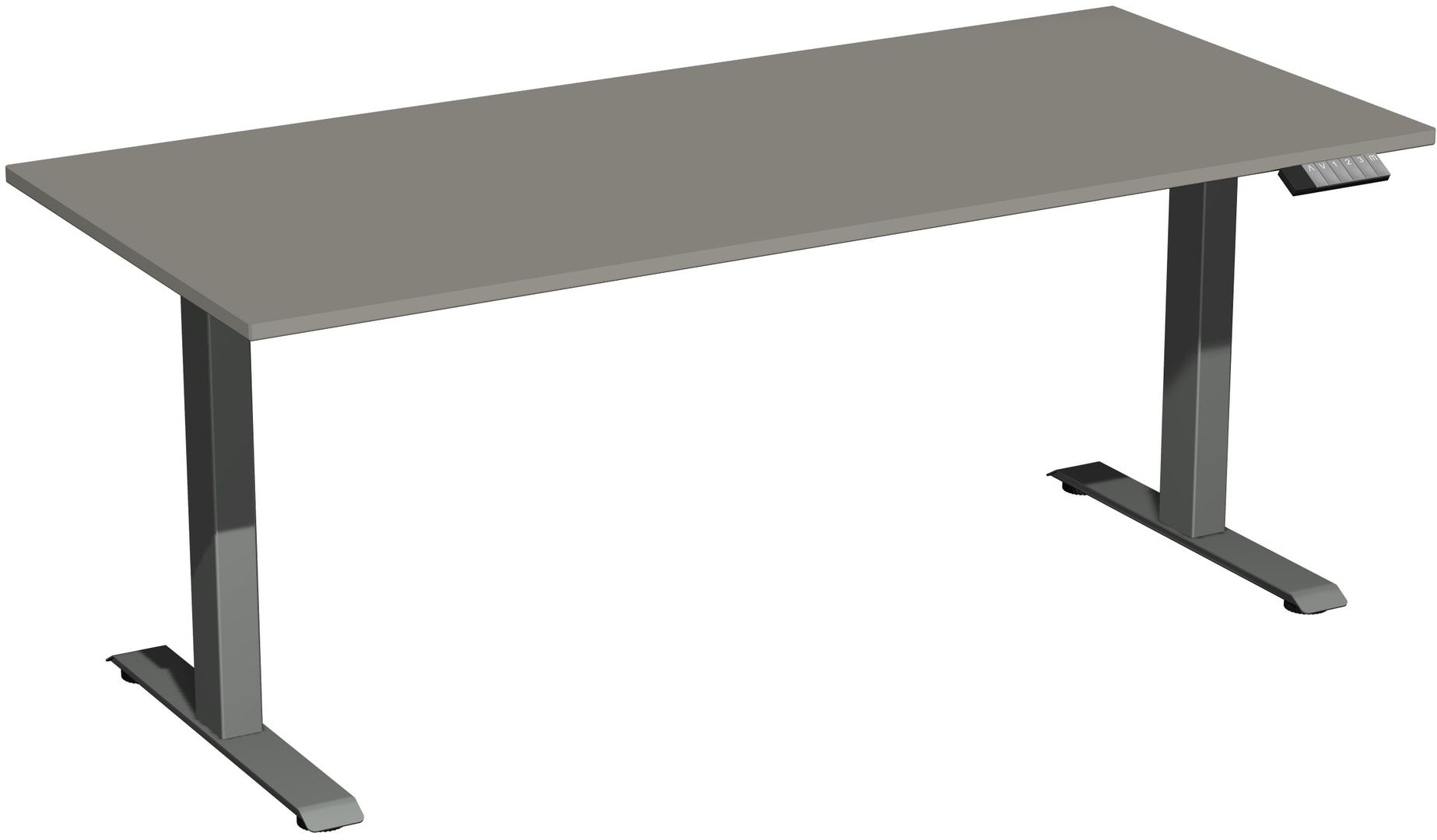 Schreibtisch, Elevate Basic, elektronisch höhenverstellbar, 730 - 1.230 x 1.200 x 800 mm (HxBxT), Gestell anthrazit, Dekor Ahorn