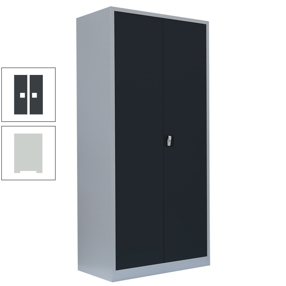 Mehrzweckschrank, Stahlschrank, 2 Abteile, 5 Fächer, 1.950 x 925 x 422 mm (HxBxT), Kleiderstange, Stahl, Korpus: lichtgrau, Front: anthrazitgrau