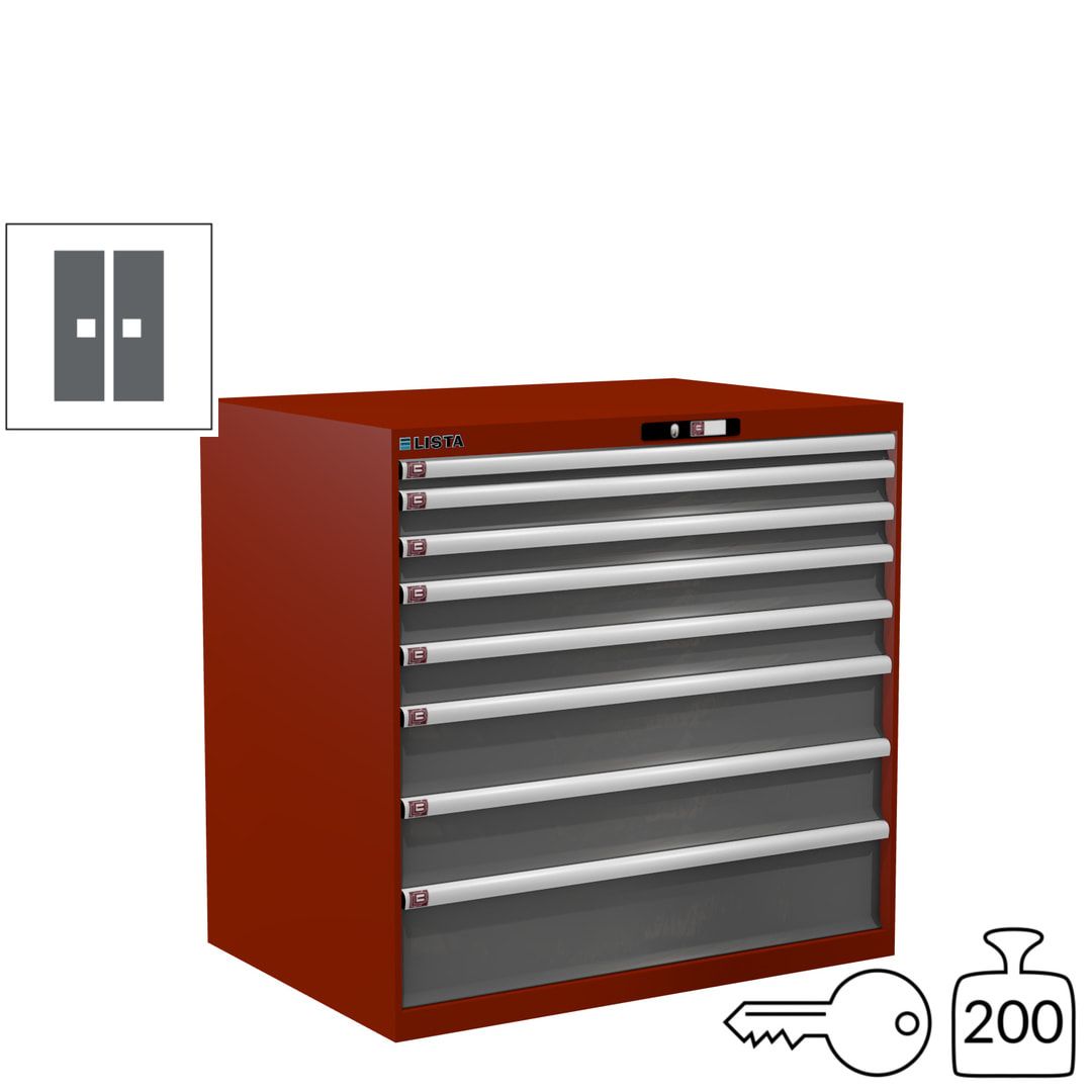 Lista Schubladenschrank - 12.541.010 - 1.000x1.023x725 mm (HxBxT) - 8 Schubladen - 200 kg - Key Lock - lichtblau (RAL 5012)