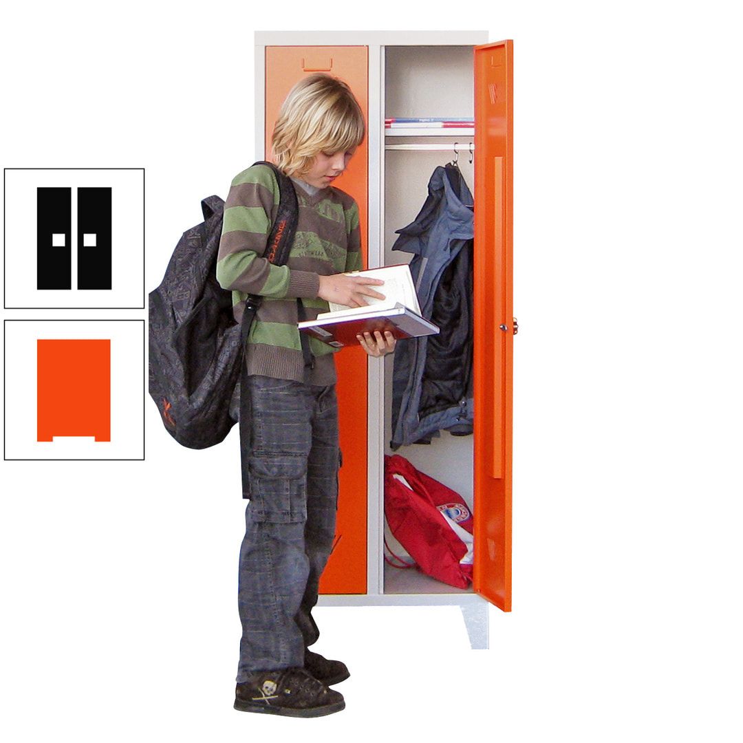 Spindschrank f. Schulen - mit Füßen - Höhe 1.600 mm - 3 Abteile a 300 mm - Drehriegel - anthrazitgrau