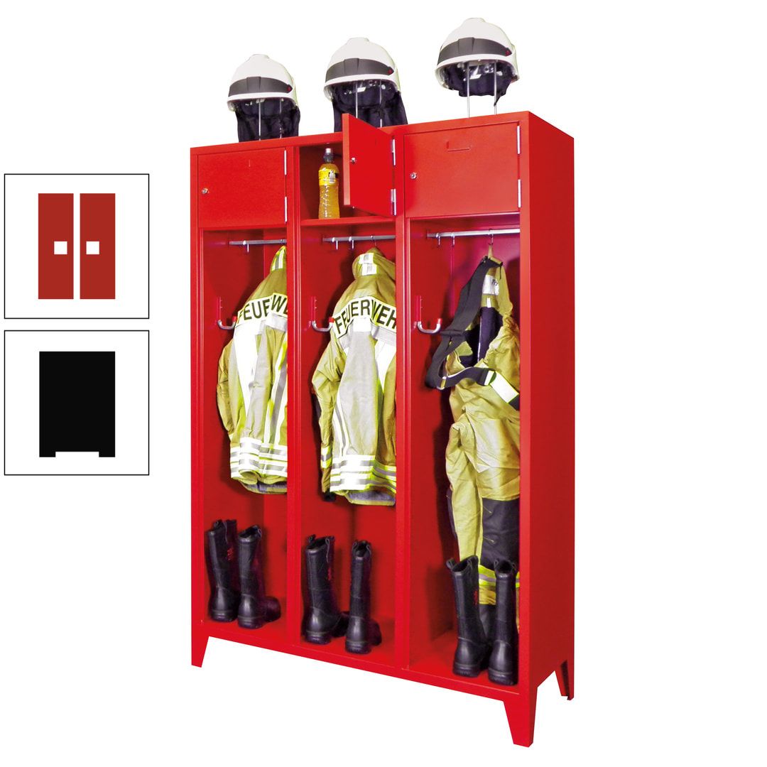 Feuerwehrschrank - 2 Abteile - Ablagefach mit Tür, Etikettenrahmen - 2.100 x 830 x 500 mm (HxBxT) - anthrazitgrau