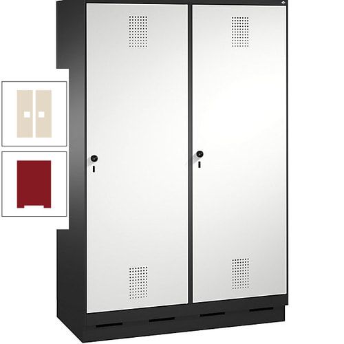 Doppel-Spind, Garderobenschrank, 2 Türen für 4 Abteile a 300 mm, Korpus anthrazitgrau, Türen anthrazitgrau, 1.800 x 1.200 x 500 mm (HxBxT)