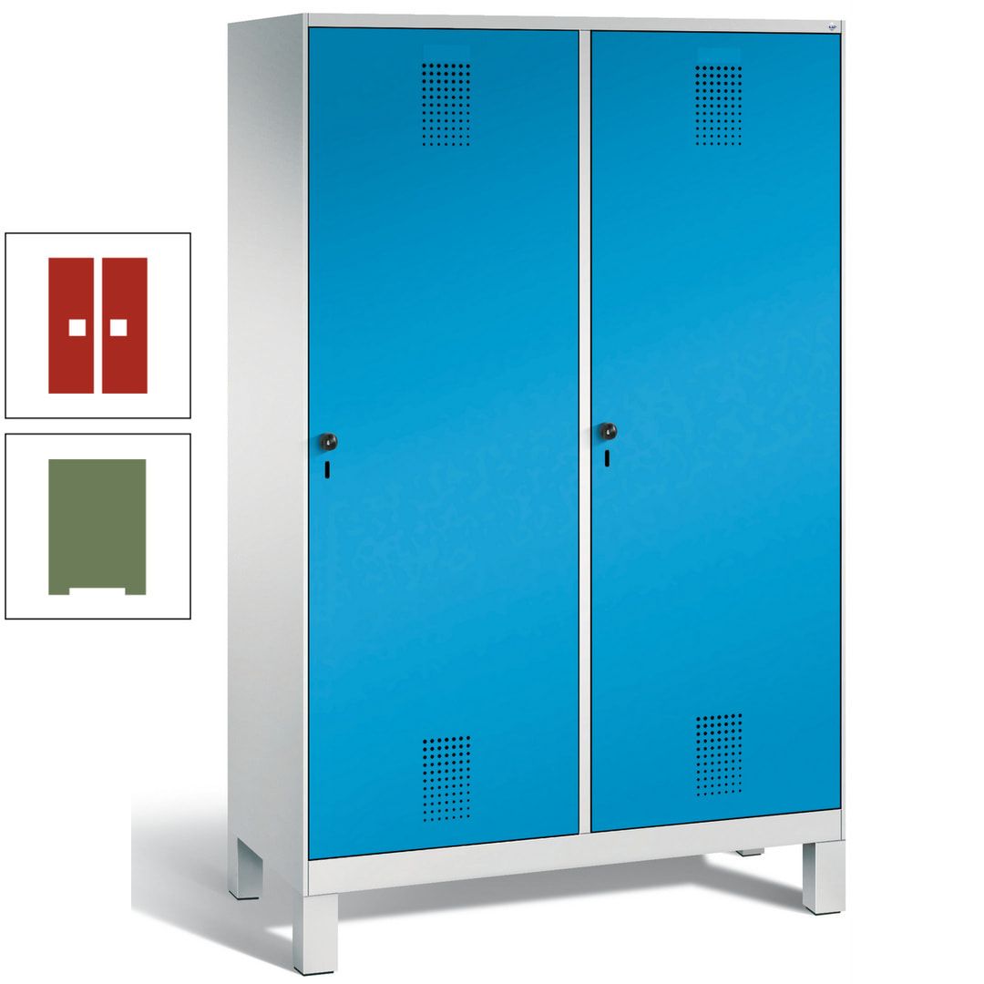 Doppel-Spind, Garderobenschrank, 2 Türen für 4 Abteile a 300 mm, Korpus anthrazitgrau, Türen anthrazitgrau, 1.850 x 1.200 x 500 mm (HxBxT)