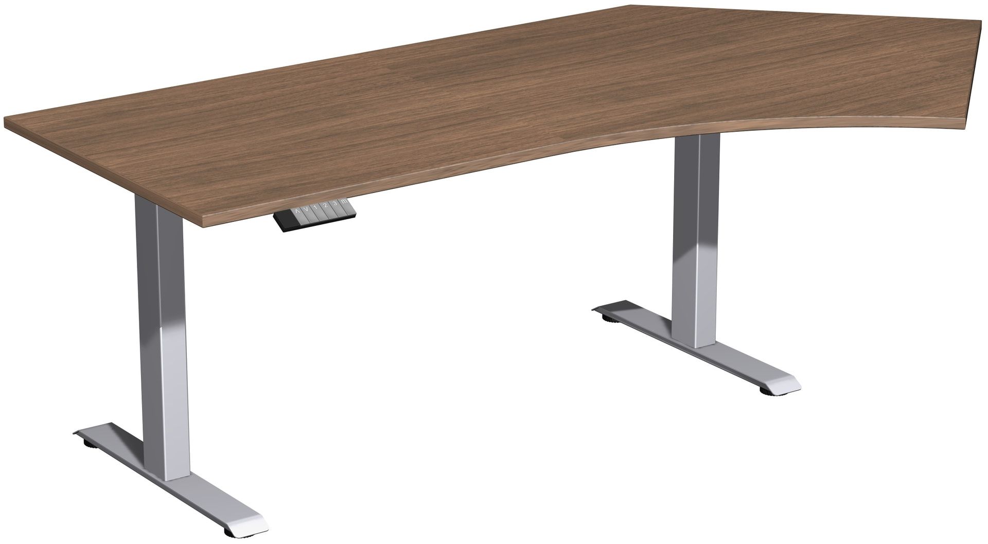 Winkelschreibtisch, Winkel rechts, Elevate Basic, elektronisch höhenverstellbar, 730 - 1.230 x 2.166 x 1.130 mm (HxBxT), Gestell anthrazit, Dekor Onyx