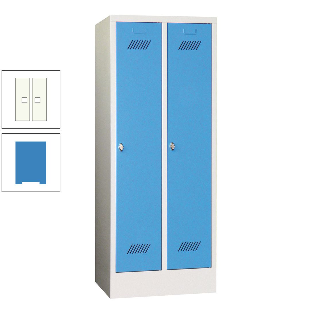 Spindschrank f. Schulen - mit Sockel - Höhe 1.600 mm - 2 Abteile a 300 mm - Drehriegel - anthrazitgrau