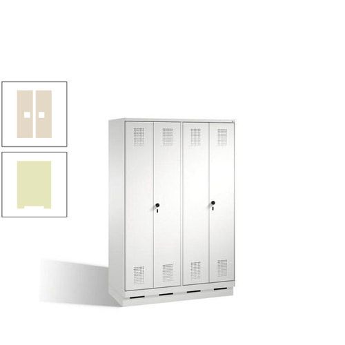 Doppel-Spind, Doppeltüren, Garderobenschrank mit Sockel, 4 Abteile a 300 mm, Korpus anthrazitgrau, Tür anthrazitgrau, 1.800 x 1.200 x 500 mm (HxBxT)