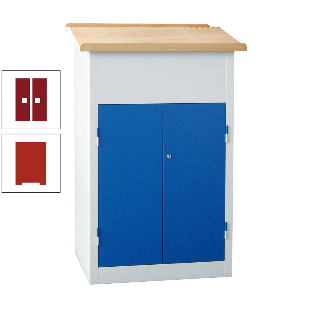 Stehpult mit Schrank - Vollblechtür - Zylinderschloss - 2 Böden - 1.200 x 700 x 600 mm (HxBxT) - anthrazitgrau