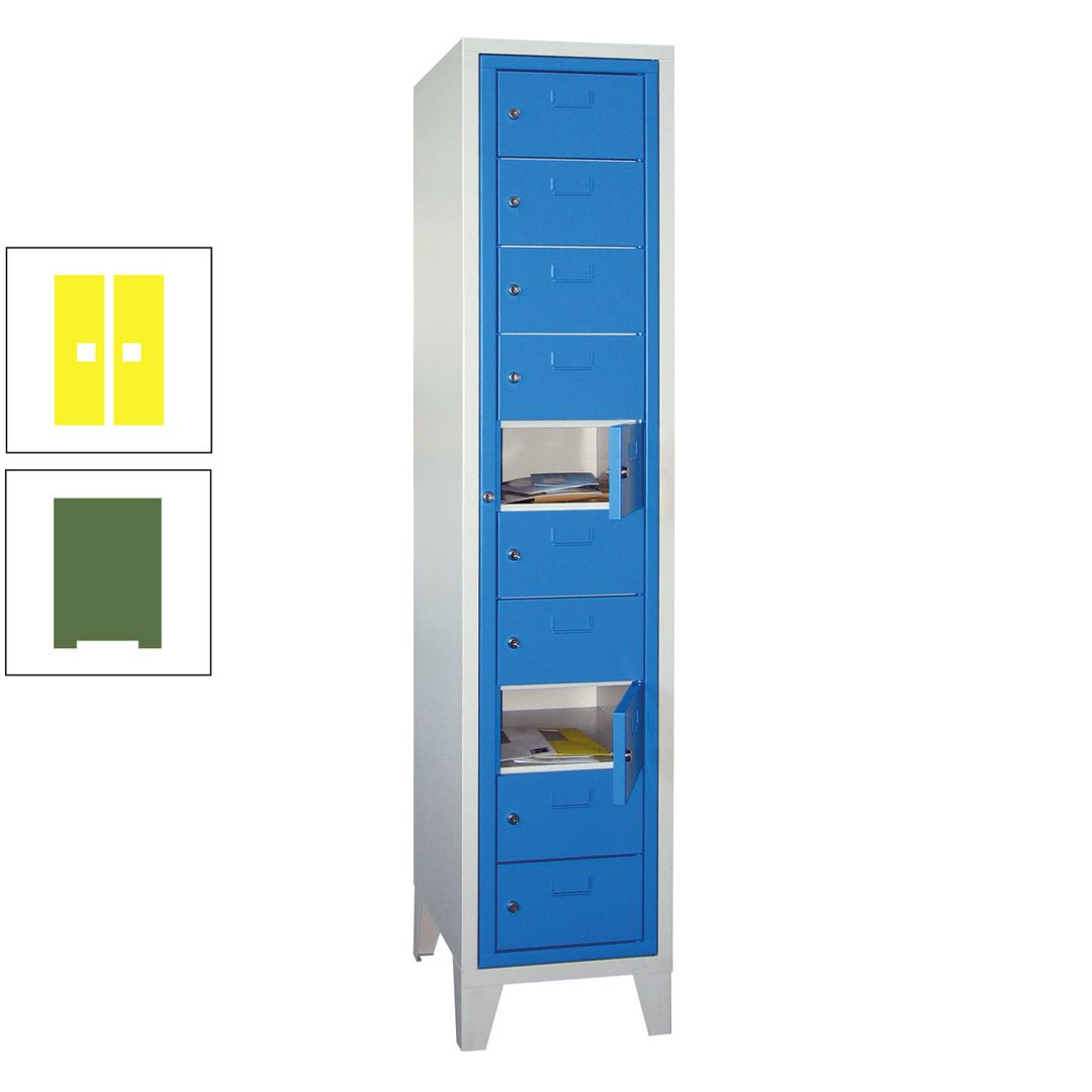Schließfachschrank - Wäscheausgabeschrank - 10 Fächer a 315 mm - 1.850x400x500 mm (HxBxT) - Füße - Zylinderschloss - anthrazitgrau