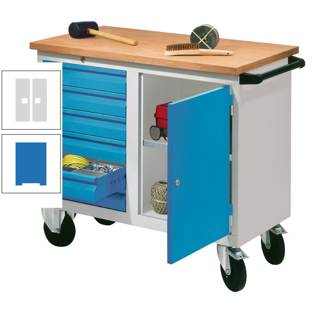 Mobile Werkbank - Werkstattwagen - 915 x 1.090 x 600 mm - 6 Schubladen und Schrankfach - anthrazitgrau