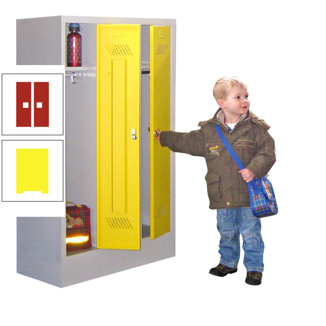 Spindschrank f. Kindergärten - mit Sockel - Höhe 1.300 mm - 2 Abteile a 250 mm - Drehriegel - anthrazitgrau