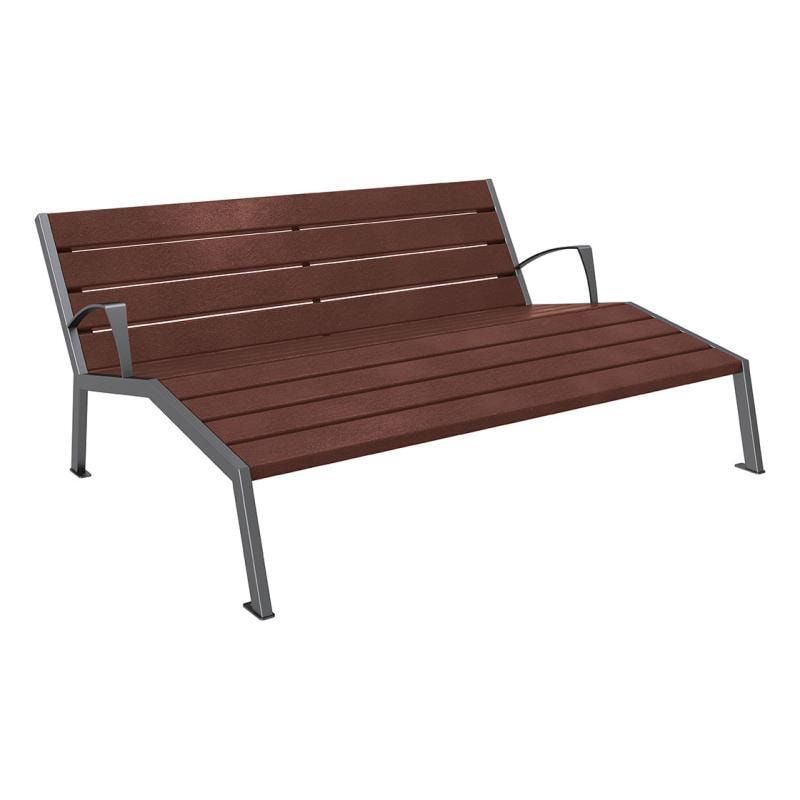 Liegestuhl aus Kunststoff und Stahlstreben - mit Armlehnen - 808 x 1.800 mm (HxB) - Farbe enzianblau - Parkbank - Gartenbank