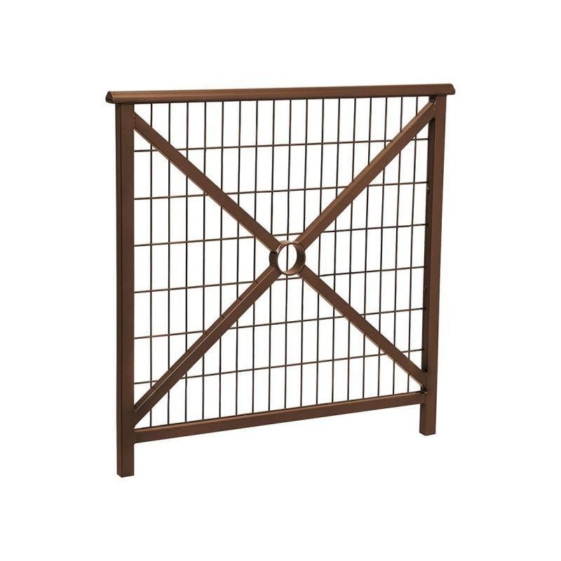 Geländer Kreuz und Gitter - 1.000 x 1.000 mm - abgerundeter Handlauf - Farbe enzianblau - Außengeländer Systemgeländer