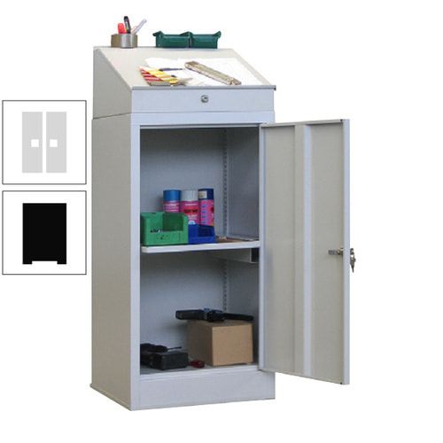 Stehpult mit Schrank - Vollblechtür - Zylinderschloss - 1 Ausziehboden - 1.270x500x500 mm (HxBxT) - anthrazitgrau