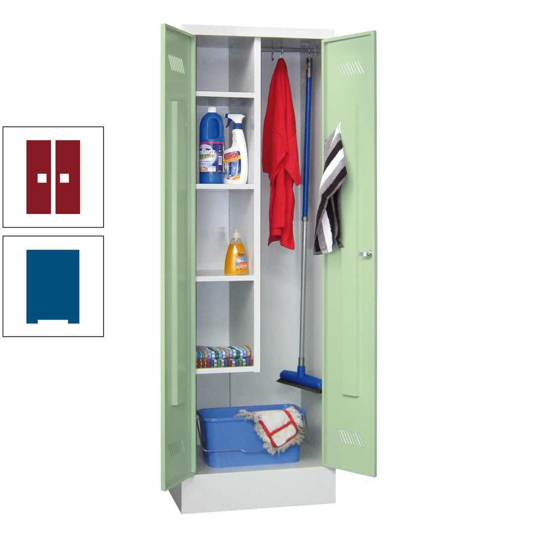 Putzschrank mit Sockel - 1 Abteil mit Trennwand - 1.850x600x500 mm (HxBxT) - Drehriegel - anthrazitgrau