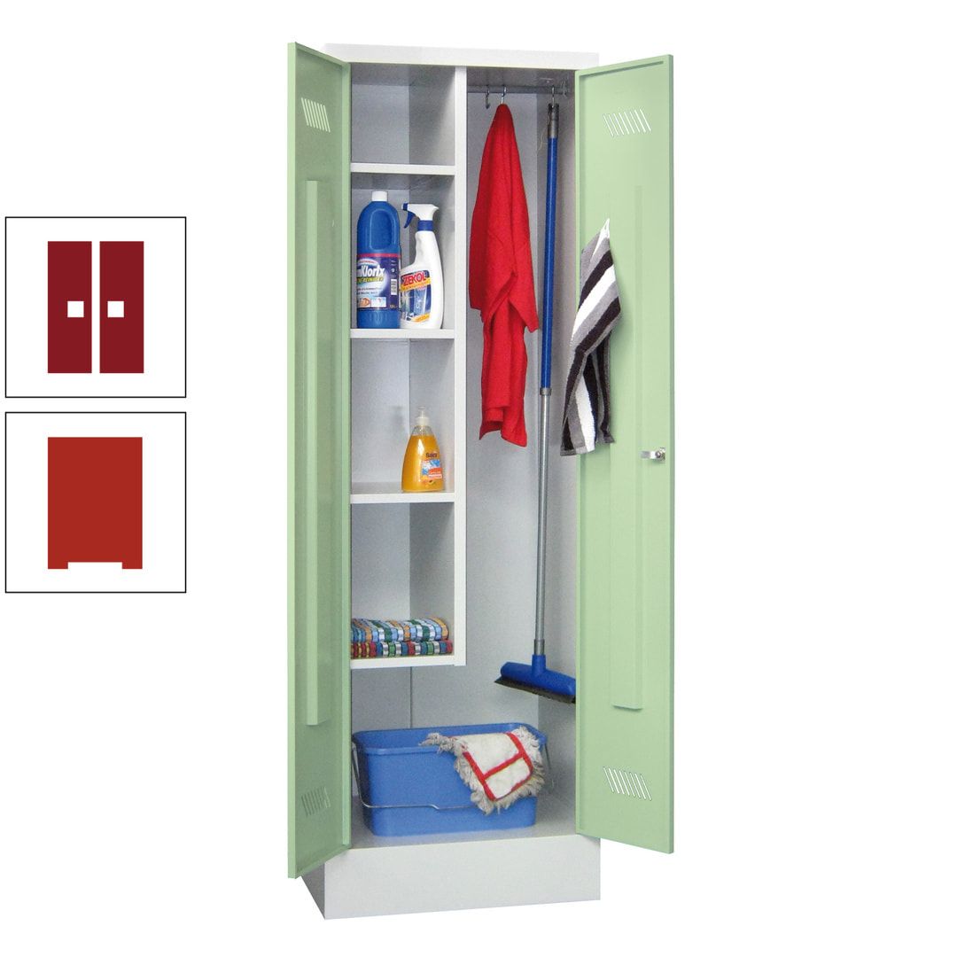 Putzschrank mit Sockel - 1 Abteil mit Trennwand - 1.850x600x500 mm (HxBxT) - Drehriegel - anthrazitgrau