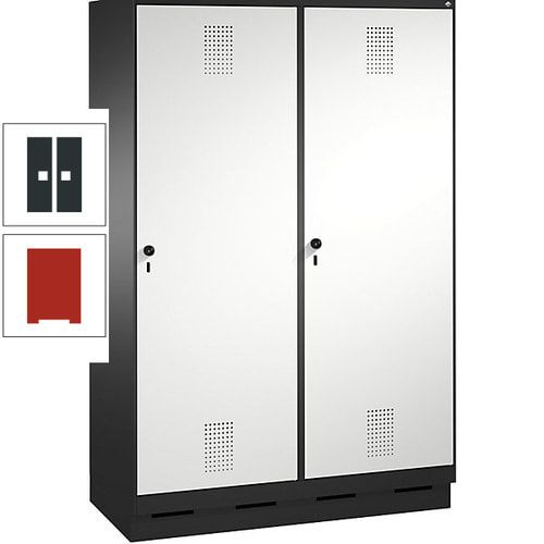 Doppel-Spind, Garderobenschrank, 2 Türen für 4 Abteile a 300 mm, Korpus anthrazitgrau, Türen anthrazitgrau, 1.800 x 1.200 x 500 mm (HxBxT)