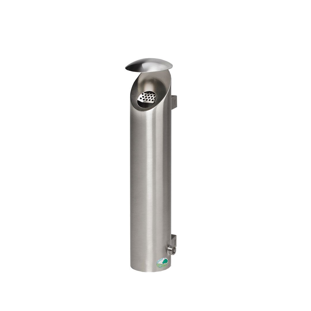 Wandascher aus mattem Edelstahl - Volumen 2,5 l - 540 x 185 x 130 mm (HxBxT) - Wand-/Rohrbefestigung