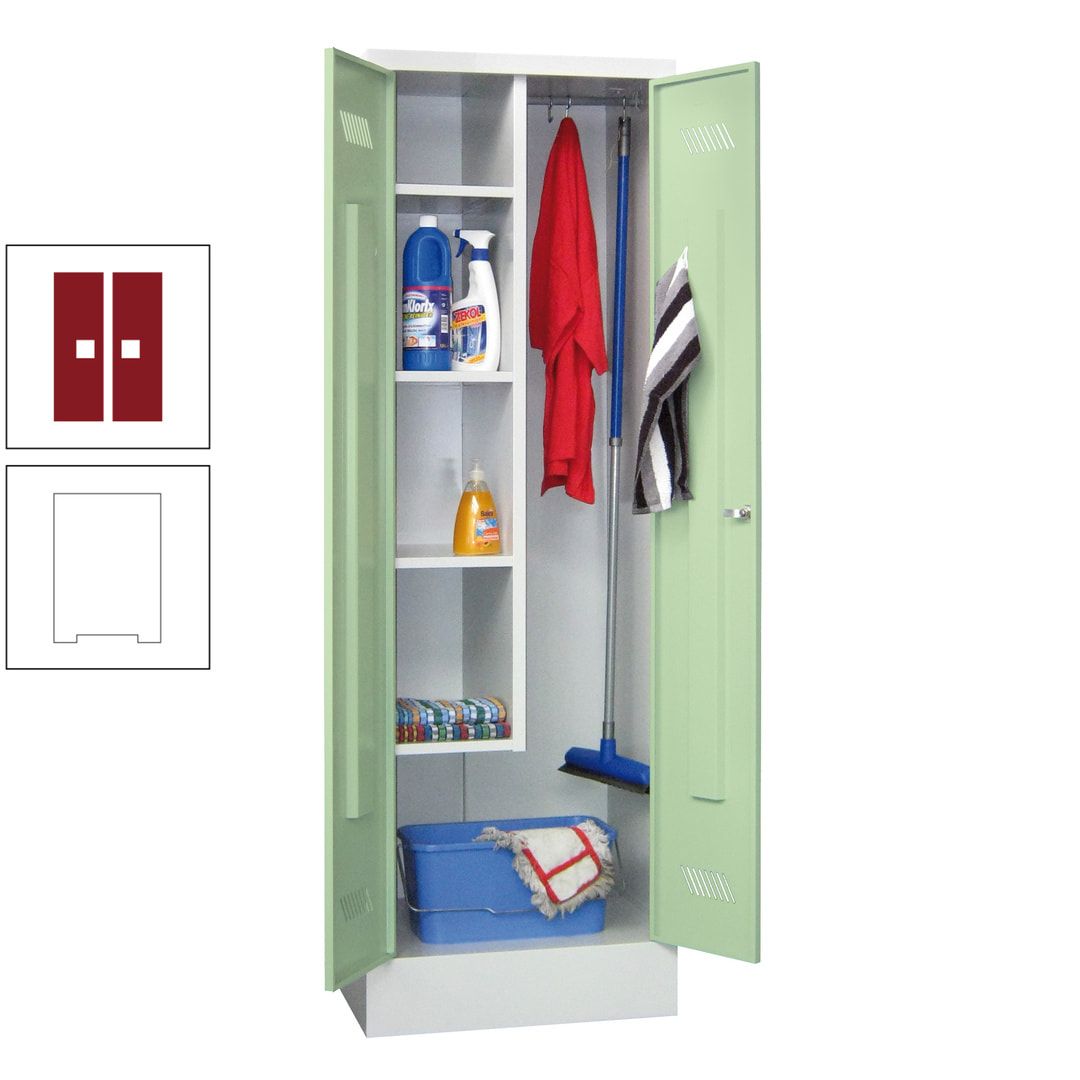 Putzschrank mit Sockel - 1 Abteil mit Trennwand - 1.850x600x500 mm (HxBxT) - Drehriegel - anthrazitgrau