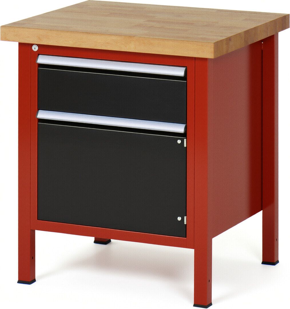 Werkbank, 1 Schrank - 1 Schublade - Teilauszug - 180:1 - Höhe 840-1.040 mm - 750 x 700 mm - 1.250 kg - Buche - Anthrazitgrau