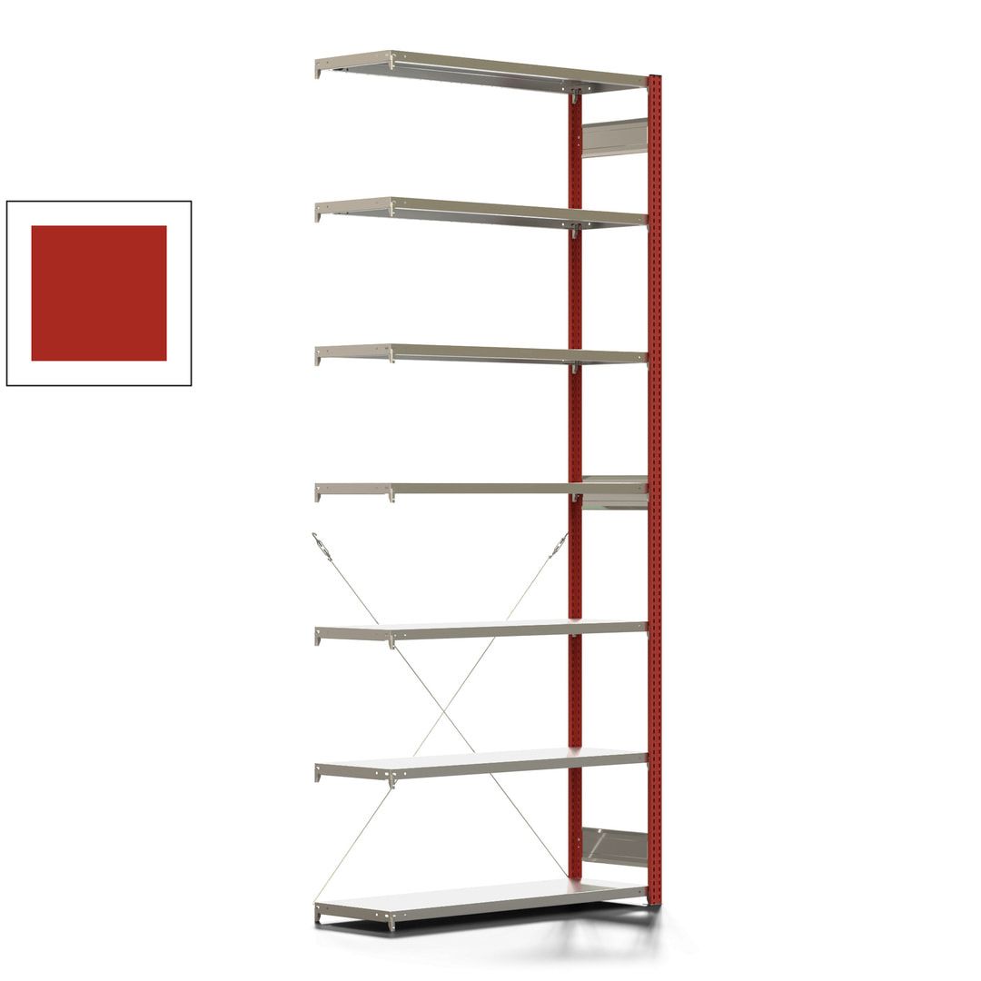 Fachbodenregal mit Tiefenriegel - 350 kg - 3.000 x 1.285 x 426 mm (HxBxT) - Anbauregal - 7 Böden - enzianblau - Lagerregal - Steckregal BERT
