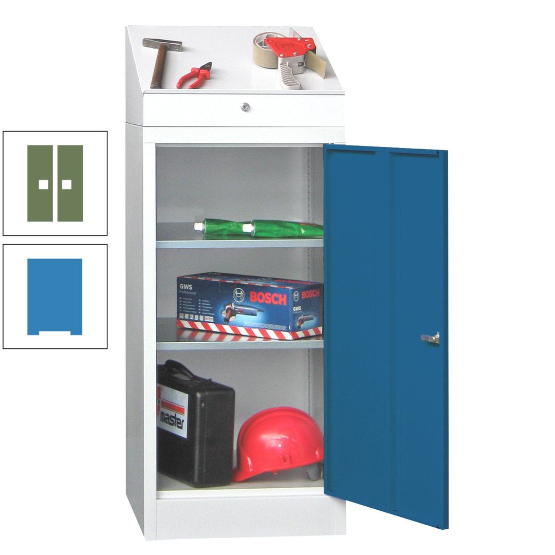 Stehpult mit Schrank - Vollblechtür - Zylinderschloss - 1.270x500x500 mm (HxBxT) - anthrazitgrau