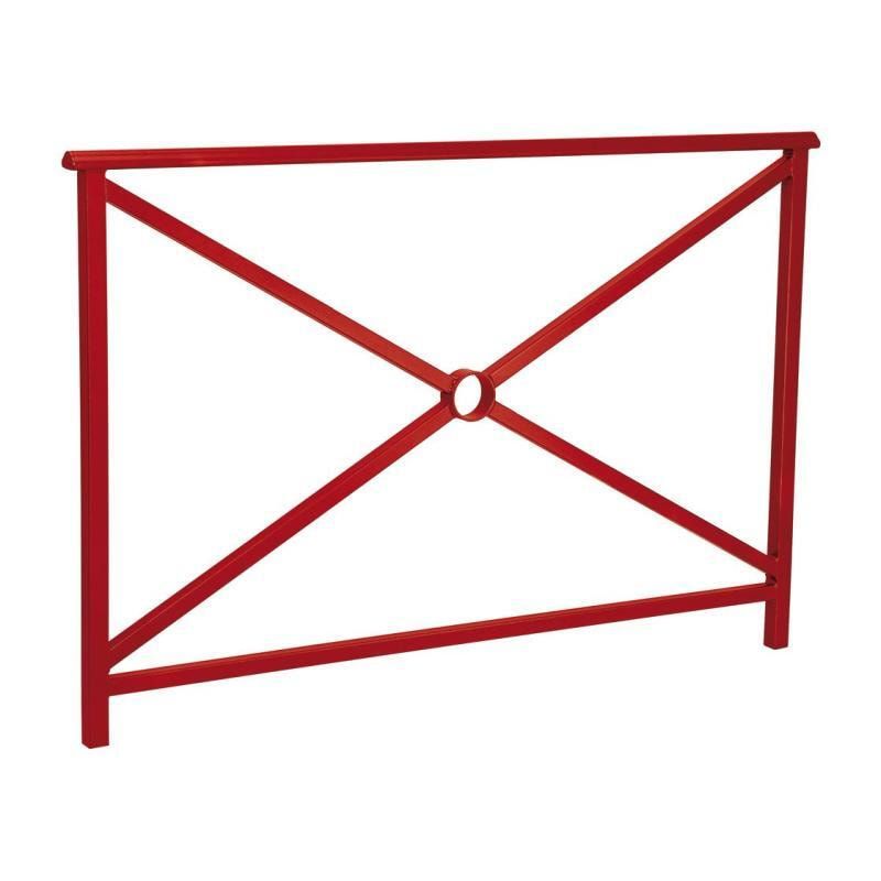 Geländer Kreuz und Kreis - 1.000 x 1.500 mm - abgerundeter Handlauf - Farbe enzianblau - Außengeländer Systemgeländer
