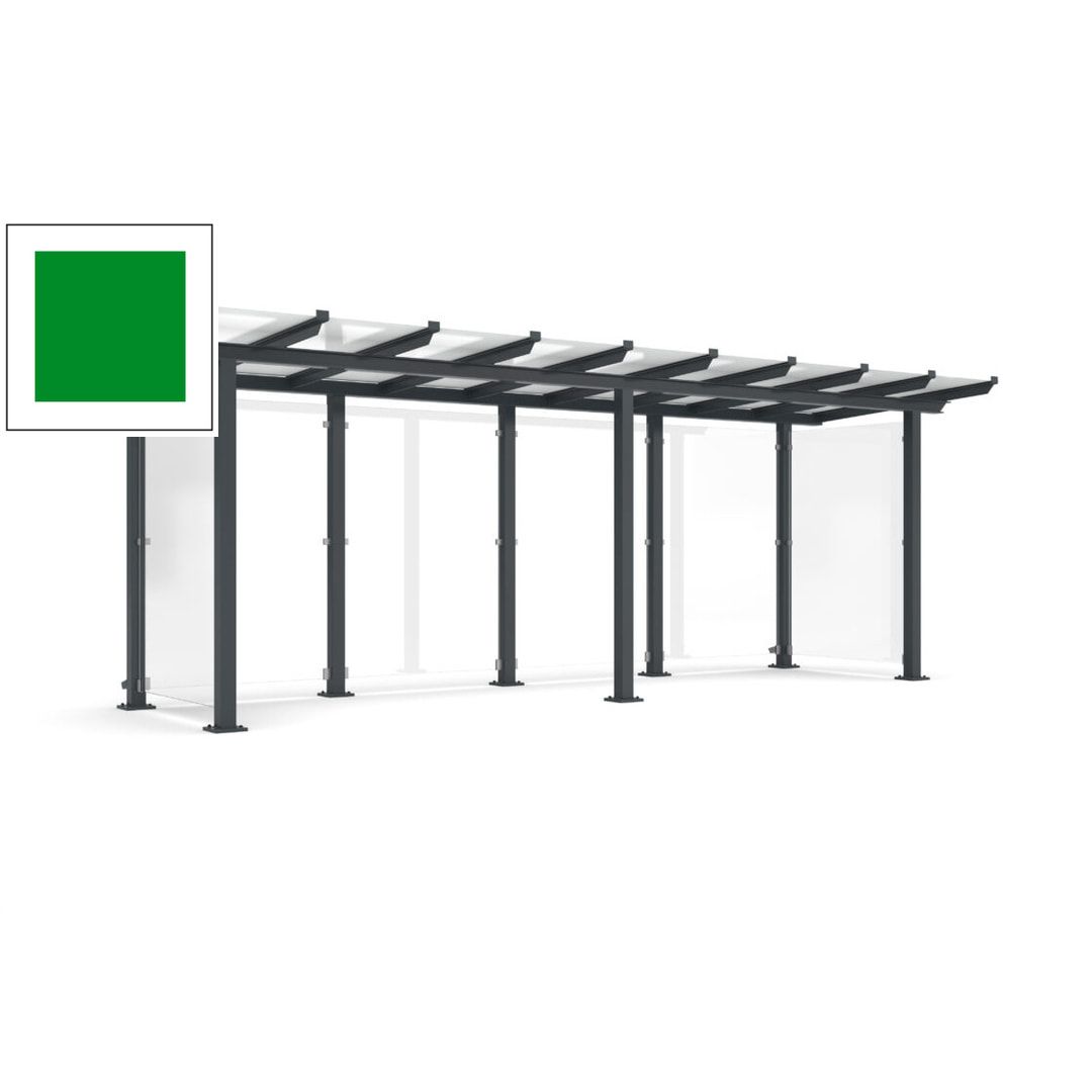 Unterstand mit Pultdach und Sicherheitsglas - feuerverzinkt und farbbeschichtet - 2.435 x 6.850 x 2.090 (HxBxT) - Farbe Achatgrau