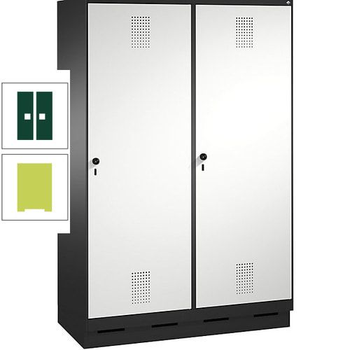 Doppel-Spind, Garderobenschrank, 2 Türen für 4 Abteile a 300 mm, Korpus anthrazitgrau, Türen anthrazitgrau, 1.800 x 1.200 x 500 mm (HxBxT)