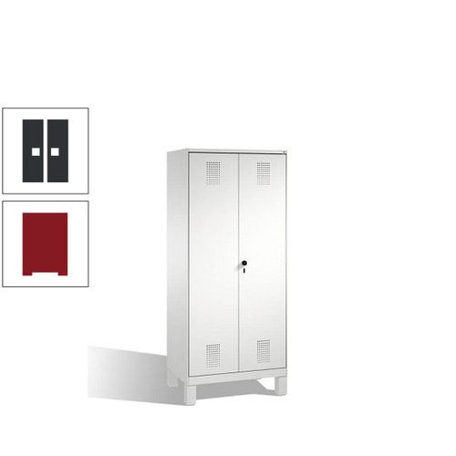 Doppel-Spind, Doppeltüren, Garderobenschrank mit Füßen, 2 Abteile a 400 mm, Korpus anthrazitgrau, Tür anthrazitgrau, 1.850 x 800 x 500 mm (HxBxT)