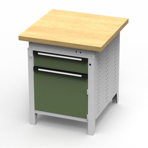 OTTOKIND Werkbank - Arbeitsplatte bündig - 850 x 605 x 750 mm (HxBxT) - Schublade - Schrank - lichtgrau