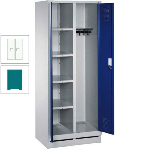 Mehrzweckschrank, Doppeltüren, Füße, 2 Abteile a 300 mm, Korpus anthrazitgrau, Tür anthrazitgrau, 1.800 x 600 x 500 mm (HxBxT)
