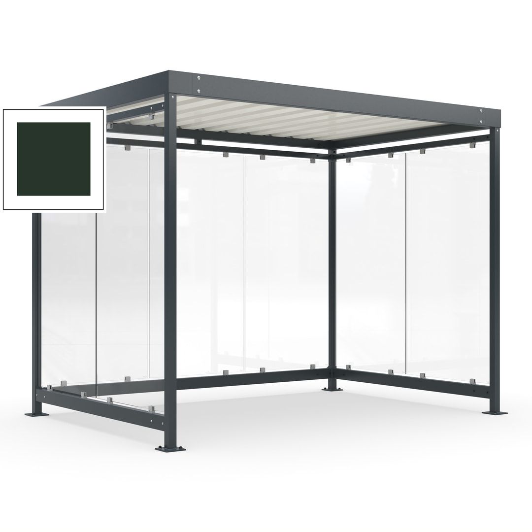Raucherunterstand, Bausatz, Fahrgastunterstand, Bushaltestelle, 2.510 x 3.180 x 2.165 mm (HxBxT), 7 Wände, Achatgrau