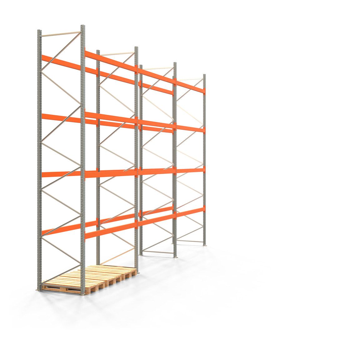 Palettenregal ARTUS - 5 Ebenen - Fachlast 2.100 kg - 5.500 x 11.225 x 1.100 mm (HxBxT) - 4 Felder - Schwerlastregal