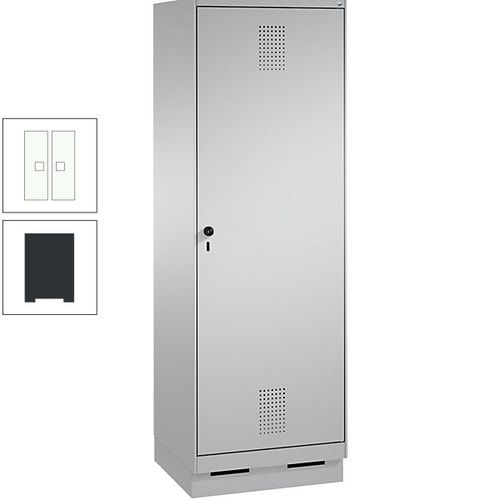 Doppel-Spind, Garderobenschrank, 1 Tür für 2 Abteile a 300 mm, Korpus anthrazitgrau, Türen anthrazitgrau, 1.800 x 600 x 500 mm (HxBxT)