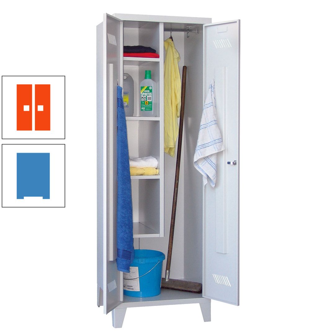Putzschrank mit Füßen - 1 Abteil mit Trennwand - 1.850x600x500 mm (HxBxT) - Drehriegel - anthrazitgrau