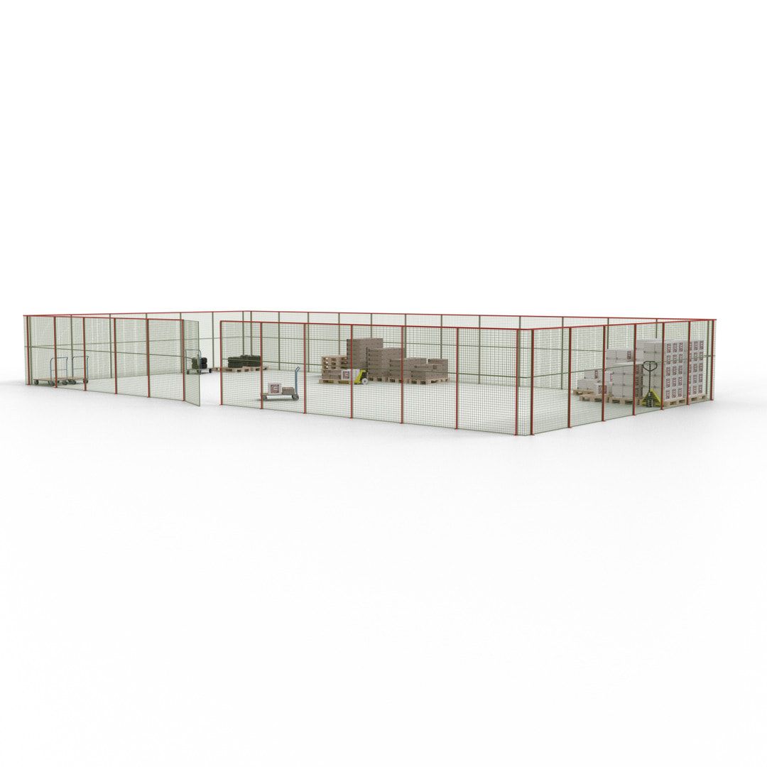 Maschinen Schutzgitter - Hallentrennwand - Sicherheitszaun - Tür - 54 m - 2.200 x 18.400 x 9.400 mm (HxBxT) - enzianblau