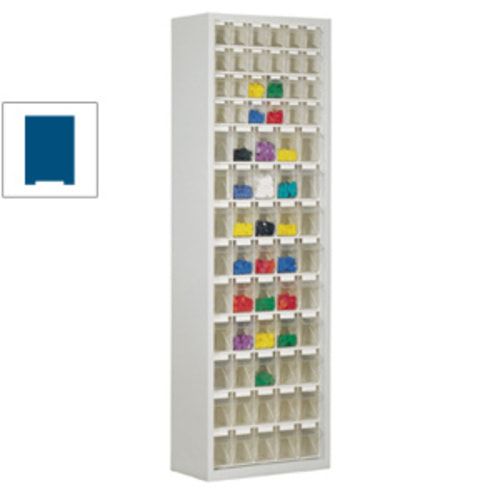 Magazinschrank mit Sichtlagerkästen - 2.000x1.270x250 mm - 154 Kästen - enzianblau