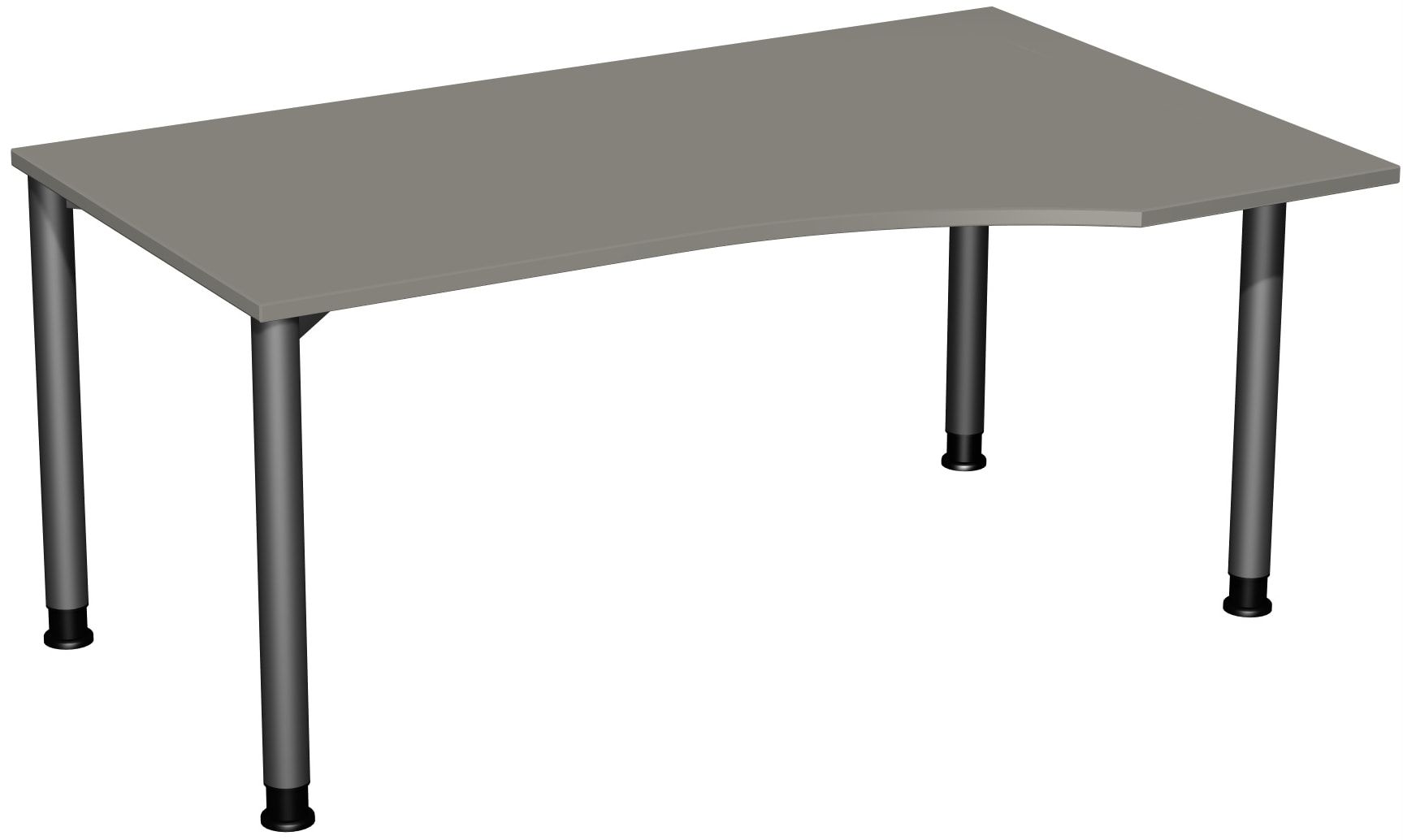 Eckschreibtisch mit einseitig verkürzten Füßen, 4-Fuß Flex, Ecke rechts, Höhe 680-800 mm, 1.600 x 1.000 mm (BxT), Gestell anthrazit, Ahorn