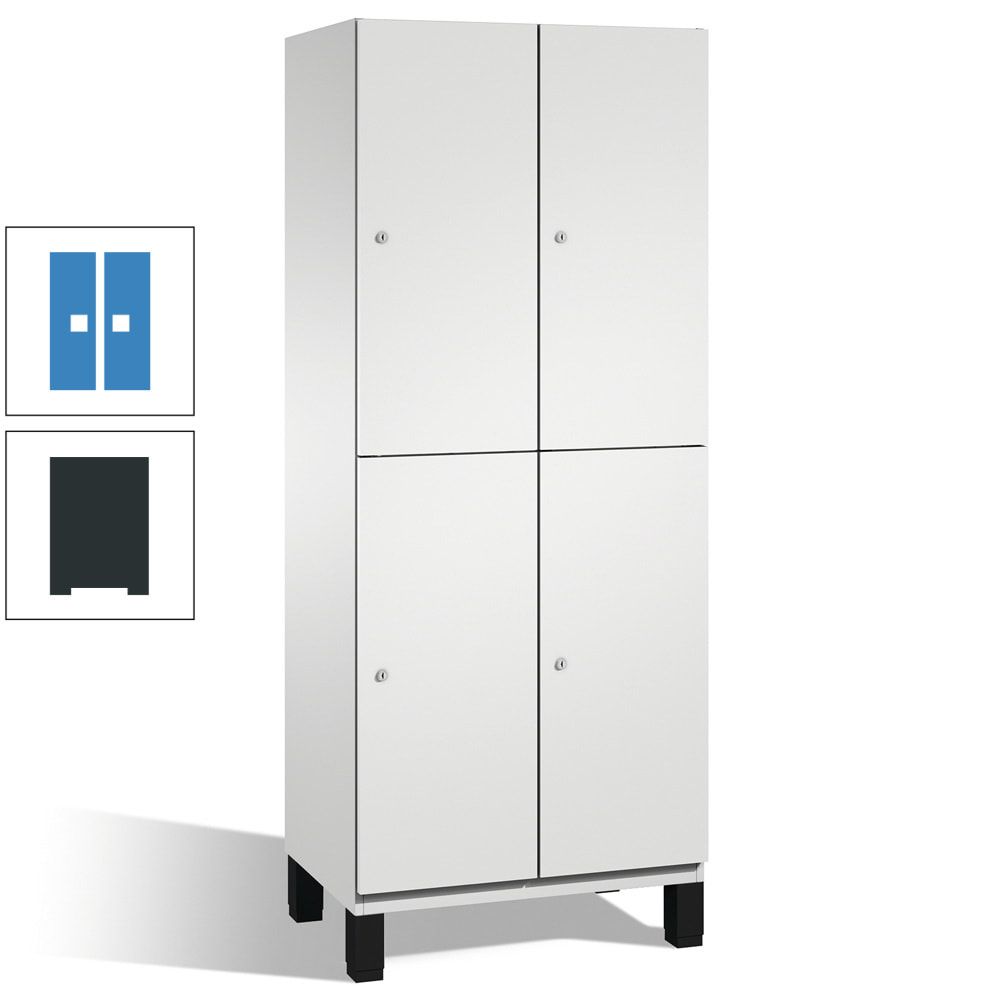 Fächerschrank, Stahlschrank, doppelstöckig, 4 Fächer, Füße, Korpus anthrazitgrau, Tür anthrazitgrau, 1.980 x 600 x 525 mm (HxBxT)