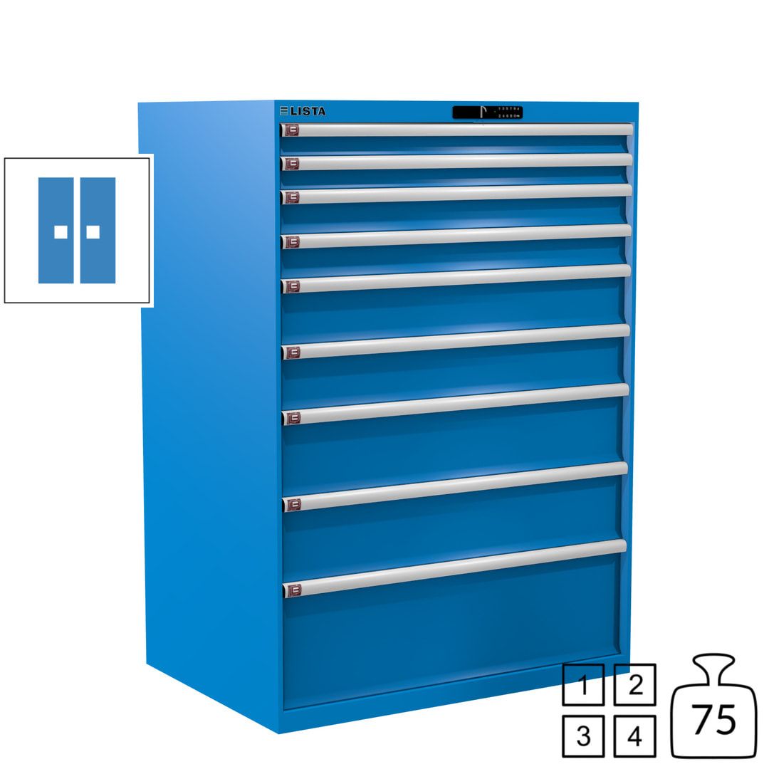 Lista Schubladenschrank - 12.550.010 - 1.450x1.023x725 mm (HxBxT) - 9 Schubladen - 200 kg - Key Lock - lichtblau (RAL 5012)